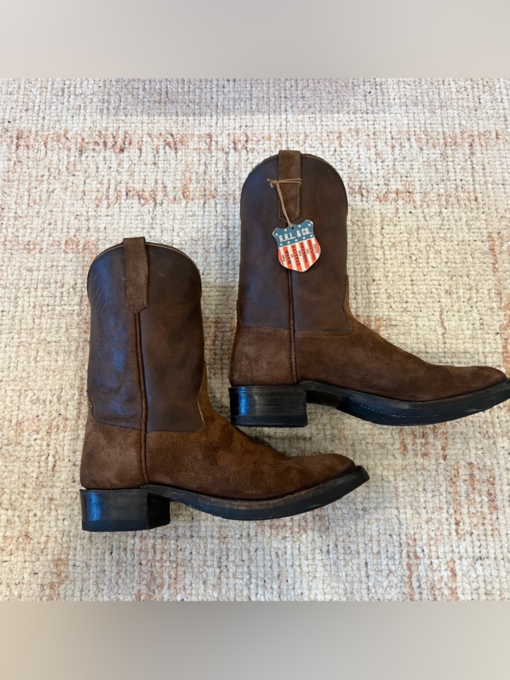 Ralph Lauren Double RL Roughout Brown Suede & Leather Western Boot - Picture 8 of 15